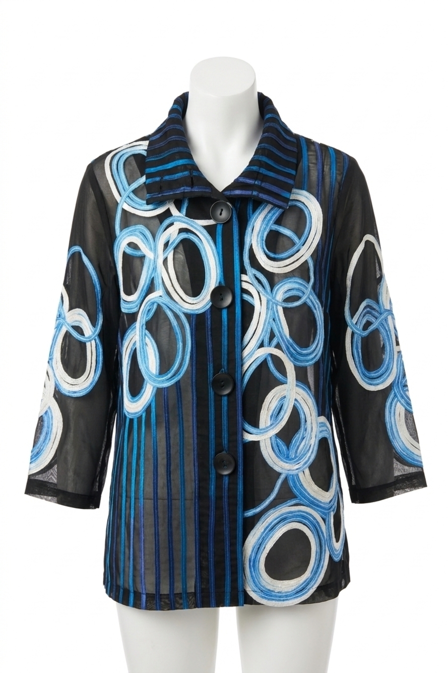 NEW JOSEPH RIBKOFF satin soutache mesh jacket
